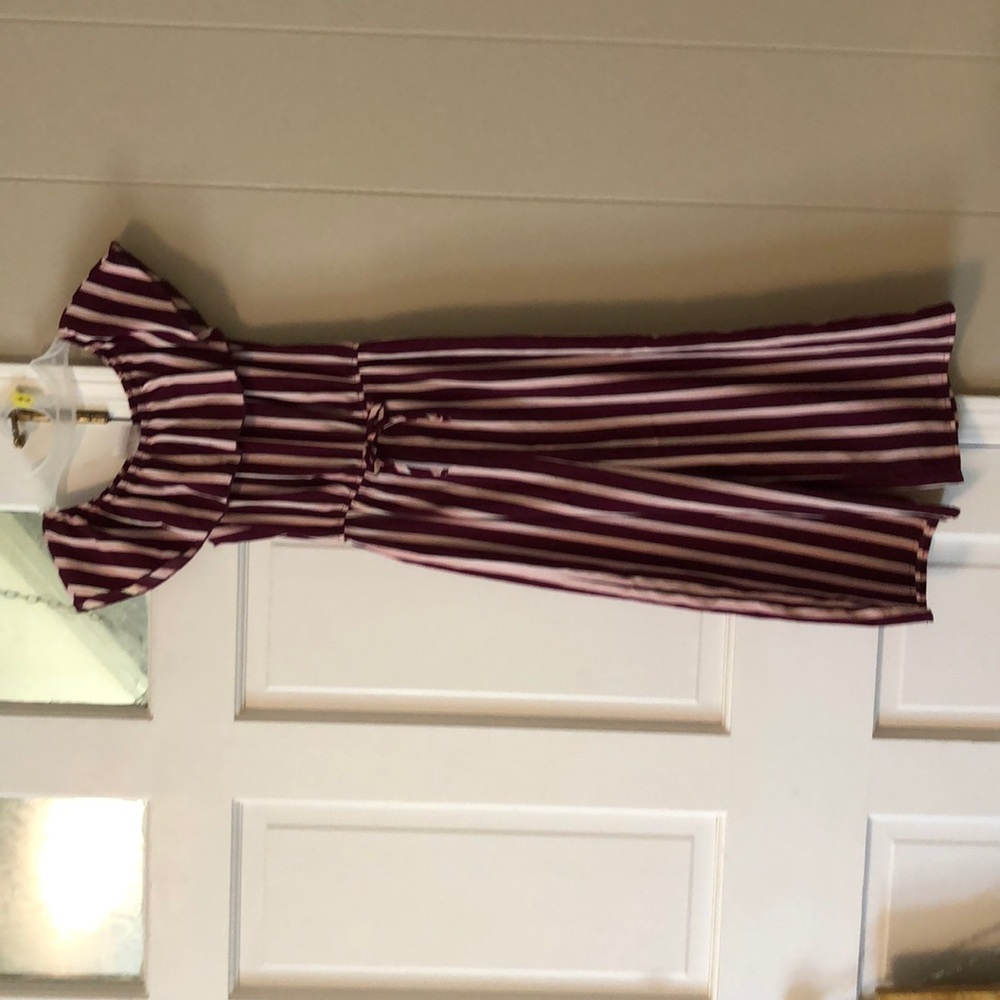 Striped Romper With Stretch Band and Bow!